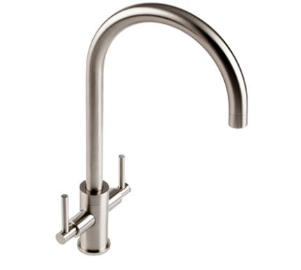 Brushed Steel Curvato Slim Lever Curved Spout Kitchens Taps